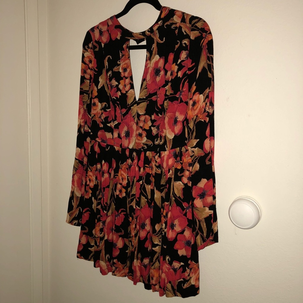 Free People Tegan Mini Dress Black Floral